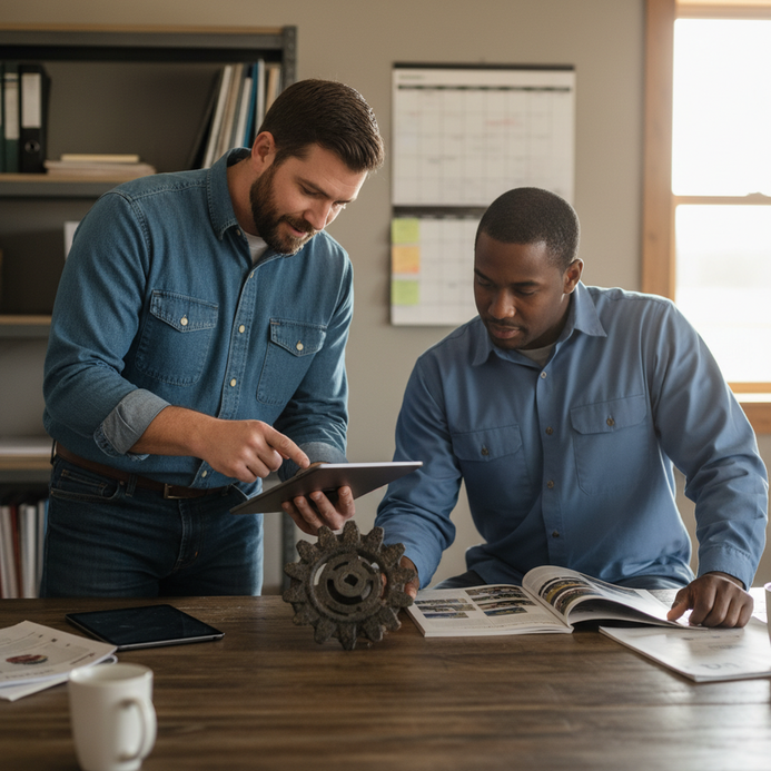 farmers comparing equipment catalogs png.png